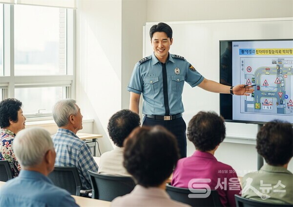 ▴도봉구와 도봉경찰서가 7월까지 두 달간 ‘찾아가는 어르신 교통사고 예방교육’을 집중 실시한다.(사진=챗GPT 제작)